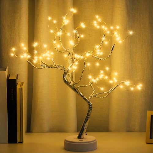 PXBNIUYA Room Decor, 20' 108 LED Tabletop Bonsai Tree Light, DIY Artificial Tree Lamp, Battery/USB Operated, Aesthetic Lamps for Living Room Bedroom Christmas Home Gifts House Decor (Warm White)