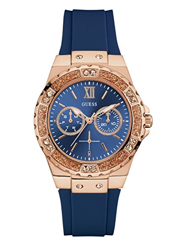 Guess Women's Stainless Steel + Stain Resistant Silicone Watch with Day + Date Functions (Model: U1053L)