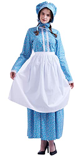 GRACEART Pioneer Woman Costume Colonial Prairie Dress for Women 100% Cotton