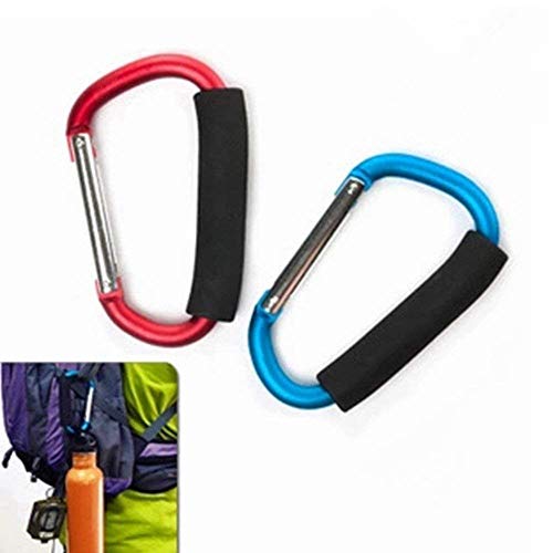 2X Carabiner Hook - 5.4' Large Aluminum D-Style Carry Handle with Sponge for Shopping Bags Handbag Tote Stroller Carrying