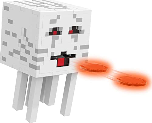 Mattel Minecraft Toys | Fireball Ghast Figure with 10 Shooting Discs | Video-Game Collectible | Gifts for Kids and Fans