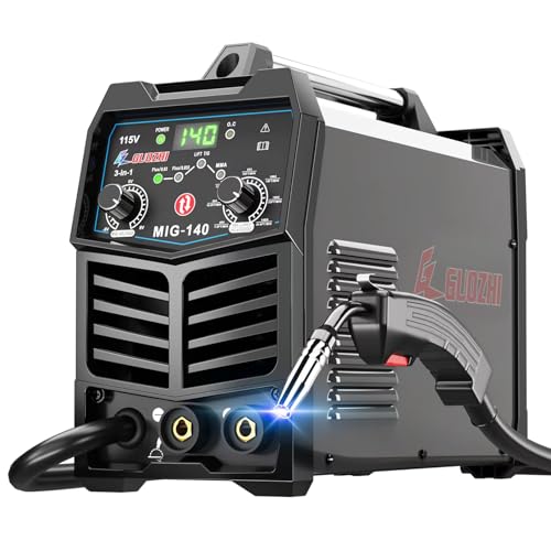 GZ GUOZHI 140Amp MIG Welder, 110V Flux Core MIG/Stick/Lift TIG 3 in 1 MultiProcess Welding Machine with Synergy, IGBT Inverter Portable Gasless Welder with 10ft 500A Electrode Holder & Work Clamp