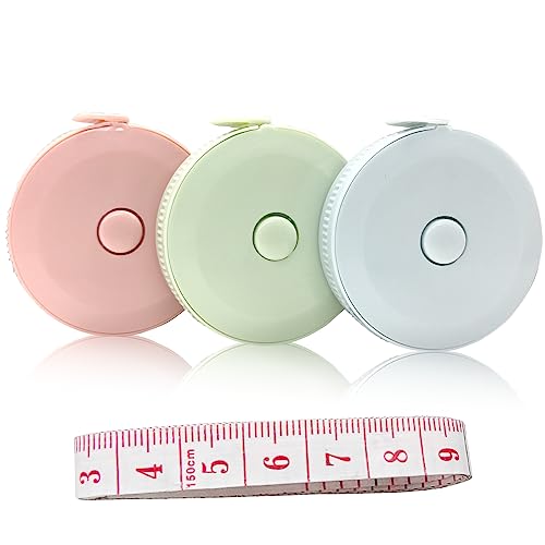 3 Packs Retractable Tape Measure + 1PCS Soft Boby Measuring Tape for Body Measurements(60-Inch), Premium Sewing Tape Double Scale Vinyl Ruler for Weight Loss Medical Tailor Fabric Cloth Knitting Craft