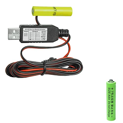 USB Power Converter DC Buck Boost Battery Eliminator Replace 1 to 4pcs 1.5V 3V 4.5V 6V AA AAA Connect (2-AAA 3V)