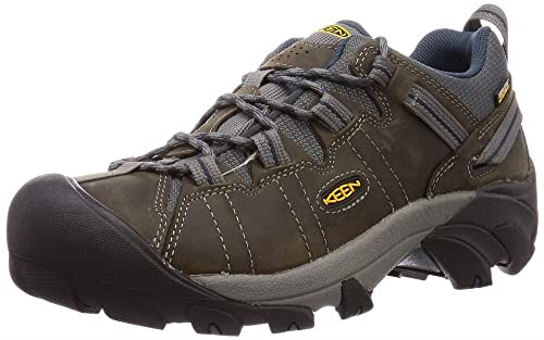 KEEN Men's Targhee 2 Low Height Waterproof Hiking Shoes, Gargoyle/Midnight Navy, 12 US