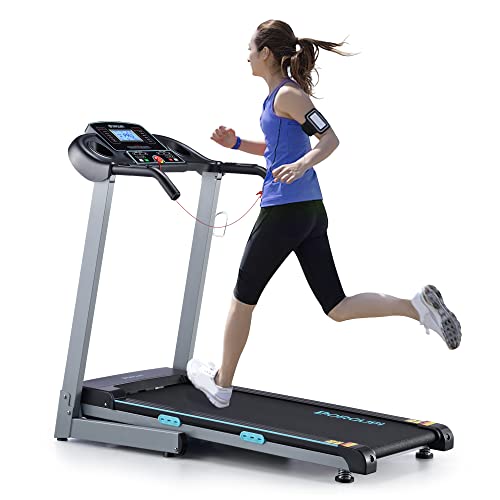 BORGUSI Treadmill with 12% Auto Incline and Bluetooth Speaker - 300 lb Capacity, 3.0HP Folding Electric Treadmill Up to 8.5 MPH Speed, Running Machine with 17.5' Wide Tread Belt for Home Use