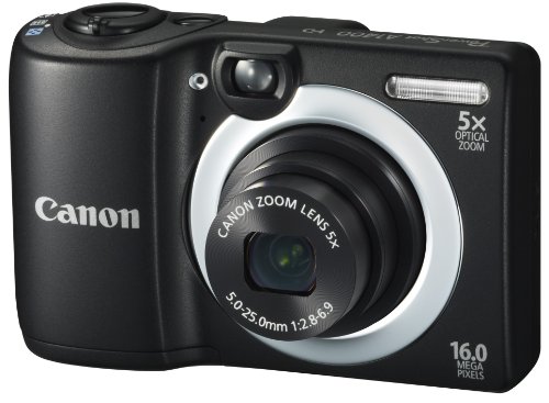 Canon PowerShot A1400 16.0 MP Digital Camera with 5X Digital Image Stabilized Zoom 28mm Wide-Angle Lens and 720p HD Video Recording (Black)