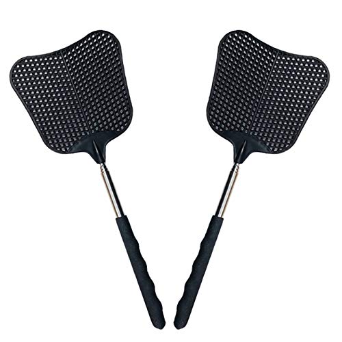 Foxany Telescopic Fly Swatters, Durable Plastic Fly Swatter Heavy Duty Set, Flyswatter with Stainless Steel Handle for Indoor/Outdoor/Classroom (2 Pack)
