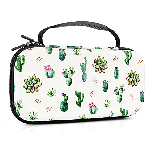 Lokigo Nintendo Switch Case Cactus, Nintendo Switch OLED Case, Carrying Case for Nintendo Switch, Protective Portable Carry Case with 16 Games Card Slots for Switch Games & Accessories, Green Cacti