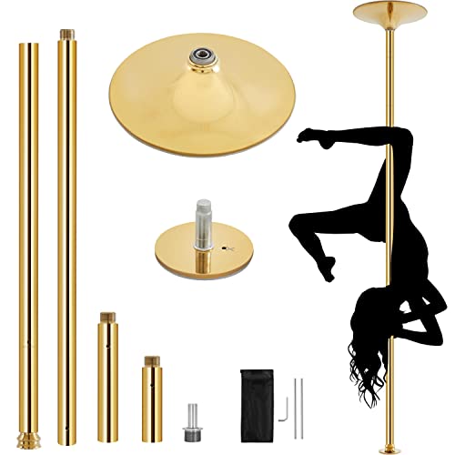 Yaheetech Stripper Dance Pole Spinning Static Dancing Pole Portable Removable for Home Club Bar Gym 44.5-108.3 Height Adjudtable & Weight Capacity 500lb - Gold