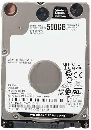 Western Digital Black WD5000LPSX 500 GB Hard Drive - 2.5' Internal - SATA (SATA/600)