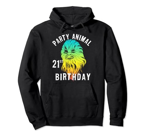 Star Wars Chewie Party Animal 21st Birthday Color Portrait Pullover Hoodie