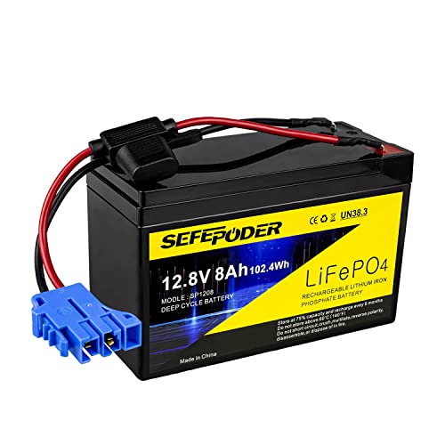 SEFEPODER Replacement Battery Compatible with Peg Perego 12 Volt Battery, 12V 8Ah Lifepo4 Lithium Ion Rechargeable Battery, Built-in 10A BMS