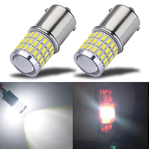 iBrightstar Newest 9-30V Super Bright Low Power 1156 1141 1003 BA15S LED Bulbs with Projector replacement for Back Up Reverse Lights, Brake Tail Lights and Rv Camper lights, Xenon White