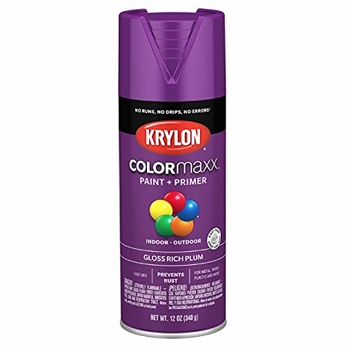 Krylon K05536007 COLORmaxx Spray Paint and Primer for Indoor/Outdoor Use, Gloss Rich Plum , 12 Ounce (Pack of 1)