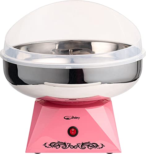 Cotton Candy Machine with Stainless Steel Bowl 2.0 - Cotton Candy Maker, 10 Cones & Sugar Scoop - Nostalgic Household Cotton Candy Machine for Kids, Birthday Party - Use with Floss Sugar, Hard Candy- By The Candery