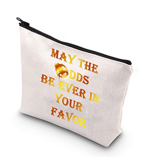 BDPWSS Hunger Movie Inspired Gift May The Odds Be Ever In Your Favor Makeup Bag For Women Friend Book Nerd Gift (Be ever in favor)
