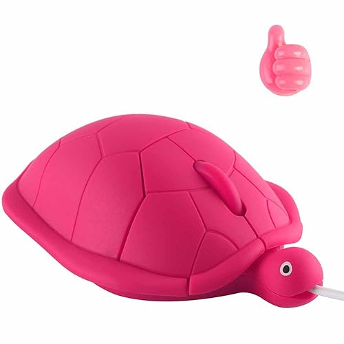 Wired Mouse, Cute Turtle Mouse, Silent Corded Computer Mouse with 1 Random Cord Holder, Mouse for Kids, PC Laptop Notebook(Red)
