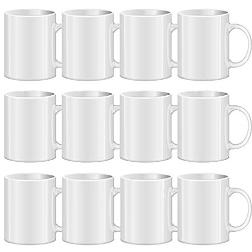 TANGLONG Sublimation Mugs Sublimation Mugs Blank Tazas Para Sublimacion White Ceramic Sublimation Cups Bulk Mugs for Coffee Tea Latte Hot Cocoa 11 oz Set of 12