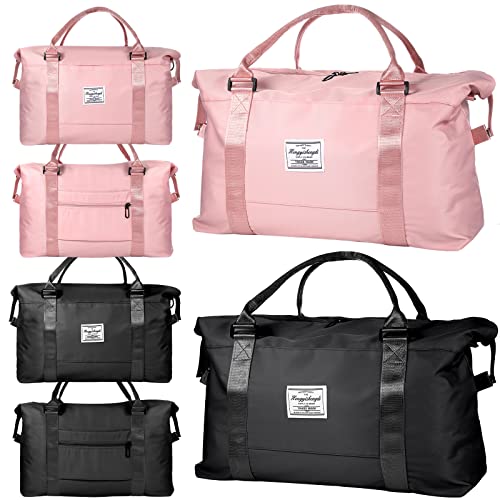 2 Pack Travel Bags for Women, Weekender Carry Cute Duffel Bag Workout Waterproof Sports Tote Shoulder Overnight with Dry Wet Separation Pocket Hospital Bag for Labor and Delivery
