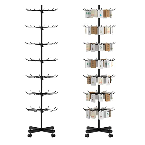 Hypergiant Retail Display Stand 7 Tier Rotating Rack For Store Display Shelves,Jewelry Keyring Socking Hats,Movable Shop Spinner for Toys Show ,Black,Adjustable height