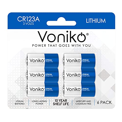 Voniko CR123A Lithium Batteries (6-Pack) – Photo Non-Rechargeable Lithium Battery –3 Volt 123 Battery Lithium 10 Years Shelf Life