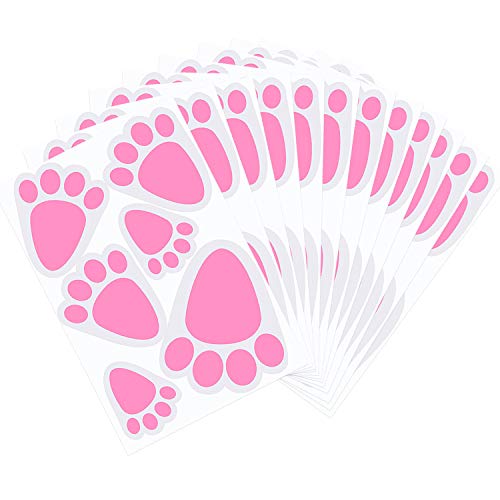 TUPARKA 12 Sheet 72 Pcs Easter Bunny Feet Bunny Clings Decals Stickers for Home Floor,Easter Party Decorations