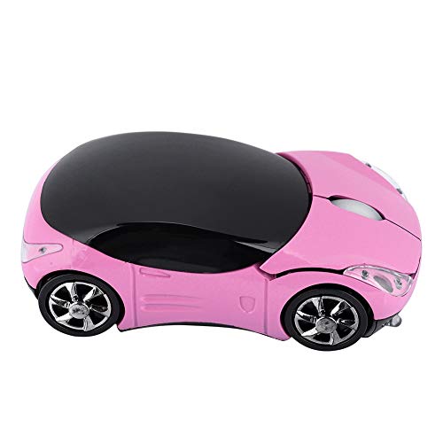 ASHATA Wireless Mouse, 2.4G Sport Car Shaped Mouse Bluetooth Optical Mouse with USB Receiver,Portable Cute 1600DPI Mouse for PC Desktop Laptop Tablet Gaming Office(Pink)