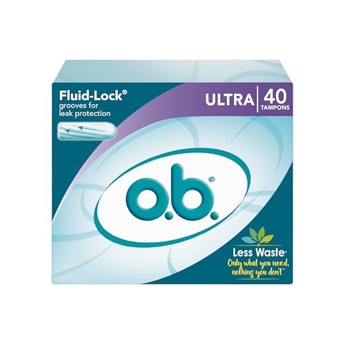 o.b. Tampons | Non-Applicator Tampon, Unscented | Ultra Tampons, 40ct