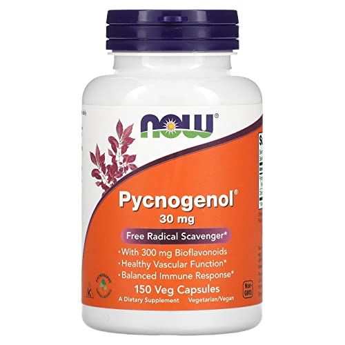 NOW Supplements, Pycnogenol 30 mg (a Unique Combination of Proanthocyanidins from French Maritime Pine) with 300 mg Bioflavonoids, 150 Veg Capsules