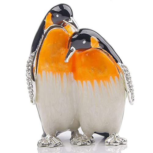 SEVENBEES Jewelry Trinket Box Enameled Penguin Jewelry Ring Holder Decorative Animal Figurine Ornament Craft Gift for Home Decor