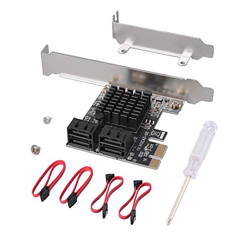 SATA Card 4 Port with 4 SATA Cables, 6 Gbps SATA 3.0 Controller PCI Express Expression Card with Low Profile Bracket Support 4 SATA 3.0 Devices