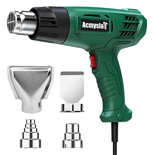 Heat Gun, 1800W Heavy Duty Hot Air Gun Kit Dual Temperature Settings 572℉~932℉ (300℃-500℃), Overload Protection with 4 Nozzles for Crafts, Shrink Wrapping/Tubing, Paint Removing, Epoxy Resin