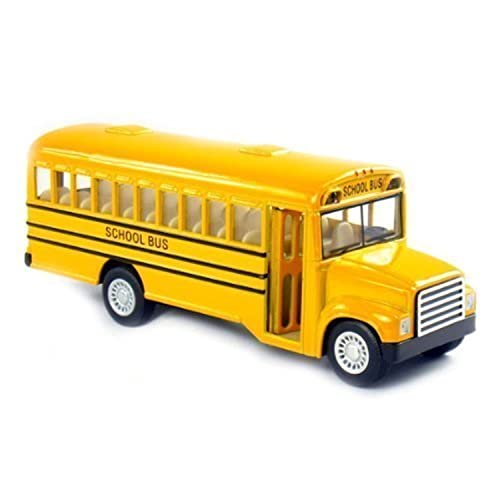 KiNSFUN 6 inch Long-Nose School Bus Die Cast Metal Model Toy Car w/Pullback Action
