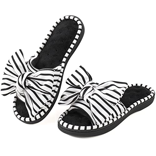 ULTRAIDEAS Women's Eurytides Slide Slippers Memory Foam House Shoes, Black, 9-10