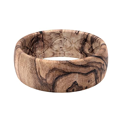 Groove Life Nomad Burled Walnut Silicone Ring Breathable Rubber Wedding Rings for Men, Lifetime Coverage, Unique Design, Comfort Fit Ring - Size 13
