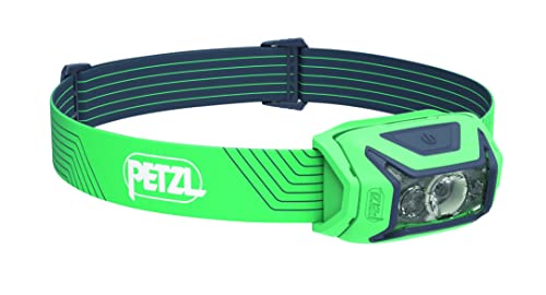 PETZL ACTIK Headlamp - Powerful 450 Lumen Light with Red Lighting, for Hiking, Climbing, Running, and Camping - Green