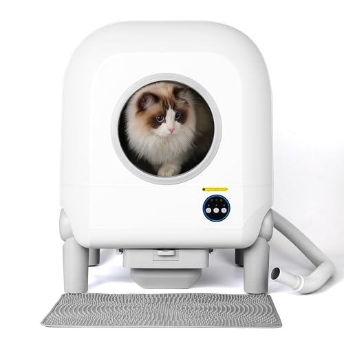 Automatic Self Cleaning Cat Litter Box, App Control Smart Litter Box with 100L X-Large Space, Superior Security System Protection with Dual Sensors, Odor Ventilating Pipe Protect Fresh Air