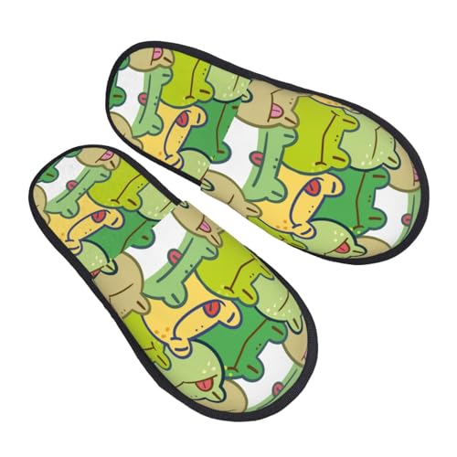 Pevtufa Fuzzy Feet Slippers For Women,House Shoes Non Slip Indoor/Outdoor,Cartoon Frog Designs-Medium