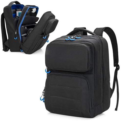 PGmoon Carrying Backpack Compatible with Steam Deck, Travel Case Bag with Separate Game Cards Holder, Multi-Pockets For Game Headset, Docking Station, Controllers and More (Patent Design)