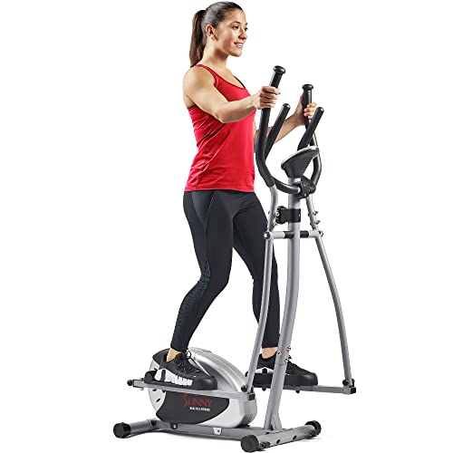 Sunny Health & Fitness Stepping Elliptical Machine, Total Body Cross Trainer with Hyper-Quiet Magnetic Belt Drive, Low Impact Exercise Equipment, Optional Exclusive SunnyFit App