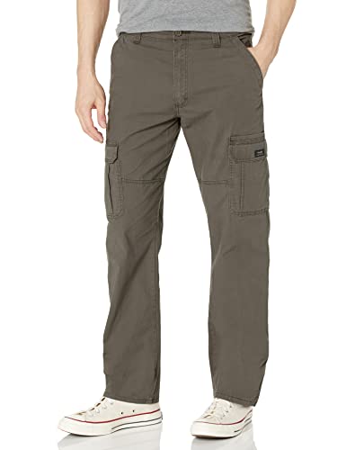 Wrangler Authentics Men's Relaxed Fit Stretch Cargo Pant, Olive Drab, 38W x 34L