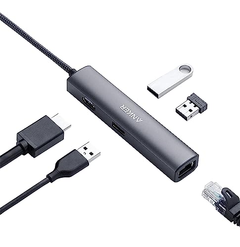 Anker USB C Hub Adapter, 5-in-1 USB C Adapter with 4K USB C to HDMI, Ethernet Port, 3 USB 3.0 Ports, for MacBook Pro, iPad Pro, XPS, Pixelbook, and More