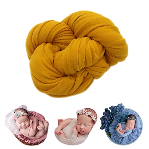 Coberllus Newborn Baby Photo Props Blanket Stretch Without Wrinkle Wrap Milk Velvet Swaddle for Boys Girls Photography Shoot (Ginger Yellow)