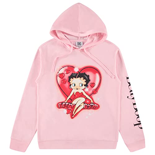 Betty Boop Ladies Hoodie Sweatshirt, Bonnie, Margie, and Mae Vintage Throwback Hoodie Sweatshirt (Light Pink, X-Large)