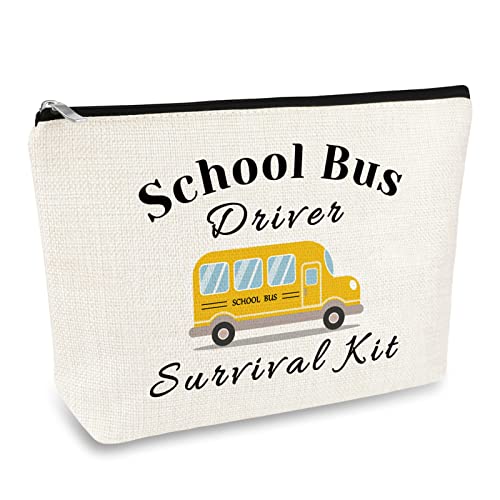 School Bus Driver Appreciation Gifts Bus Makeup Bag Thank You Gift for Bus Driver Cosmetics Bag School Bus Driver Back to School Gift Christmas Birthday Gift for School Bus Driver Women Travel Pouch
