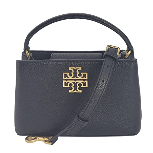 Tory Burch 145357 Britten Black With Gold Hardware Leather Women's Micro Satchel Bag