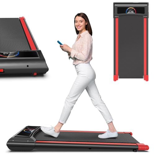 Walking Pad,Max 2.5 HP Portable Under Desk Treadmill,265LBS Capacity Installation-Free Treadmills for Home & Office Small,Remote Control LED Display