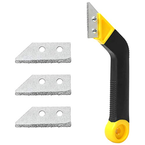 Coitak Tile Grout Saw Angled Grout Saw with 3 Pieces Extra Blades Replacement, Grout Removal Tool for Tile Cleaning