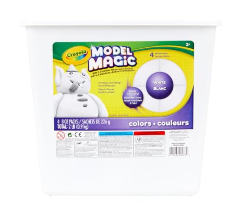 Crayola Model Magic White, Modeling Clay Alternative, Kids Art Supplies, 2 lb. Bucket, Gifts For Kids